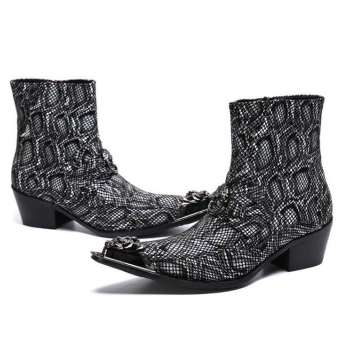 Bottes Cowboy Python Imprimé Cuir Café, Homme Taille 12, Neuves, Fabriquées Au Mexique