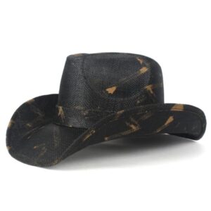 Cowboyhut Stroh Schwarz