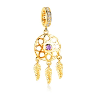 925 silber traumfänger western halskette mit zirkon - gold