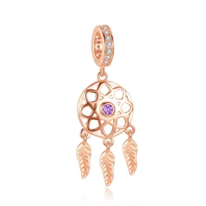 925 silber traumfänger western halskette mit zirkon - roségold