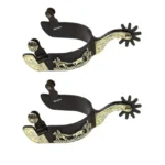 Antiker messing western reitsporen mit handgeschnitztem design