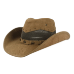 Atmungsfähiger leder-cowboyhut mit genietetem band