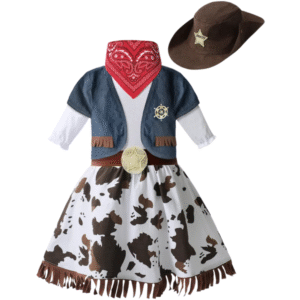 Babymädchen-westernkostüm mit cowgirl-hut und rock
