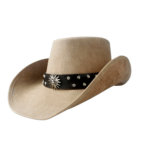 Beige leder-cowboyhut mit sunburst-akzent