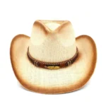 Beiger strohhut mit dekorativem band - stil 2