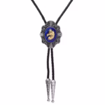 Blau western cowboy bolo-krawatte mit goldenem tierkopfmotiv