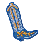 Blauer cowboystiefel western bestickter patch
