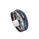 Bohemian damen western leder wickelarmband - dunkelblau