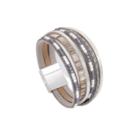 Bohemian damen western leder wickelarmband - grau