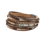 Bohemian damen western leder wickelarmband - khaki