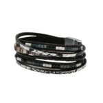 Bohemian damen western leder wickelarmband - schwarz