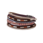 Bohemian damen western leder wickelarmband - lila
