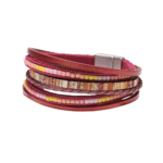 Bohemian damen western leder wickelarmband - rot