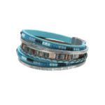 Bohemian damen western leder wickelarmband - blau
