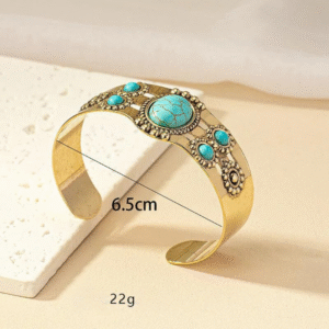 Bohemian unechtes türkis western cuff armband für damen - gold