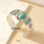 Bohemian unechtes türkis western cuff armband für damen - silber