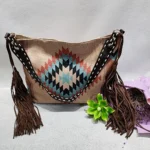 Boho western canvas schultertasche mit quasten - khaki Boho western canvas schultertasche mit quasten - khaki