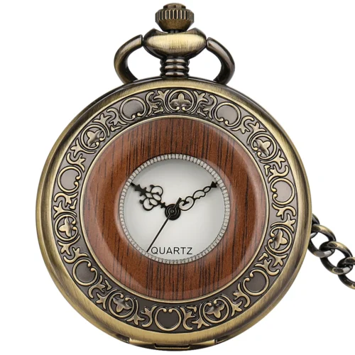 Bronze western antike quarztaschenuhr mit kette