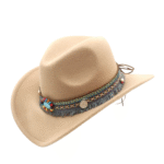 Bunt perlenverzierter filzwesternhut für damen