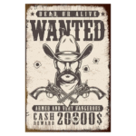 Cowboy gesuchtes poster western metall wandplatte