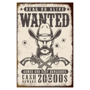 Cowboy gesuchtes poster western metall wandplatte