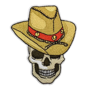Cowboy totenkopf bestickter bügelaufnäher