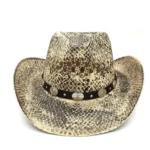 Cowboyhut aus stroh in schlangenhautoptik mit westernband - stil 2
