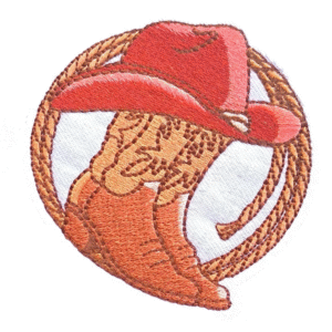 Cowboyhut und stiefel bestickter western bügelflicken