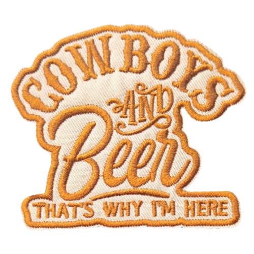 Cowboys und bier western bestickter aufnäher