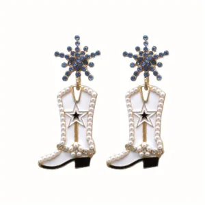 Cowgirl stern stiefel hängeohrringe - Blau