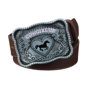 Cowgirl up westerngürtel mit pferdeschnalle für frauen - braun stil 1
