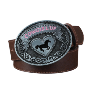 Cowgirl up westerngürtel mit pferdeschnalle für frauen - braun stil 2