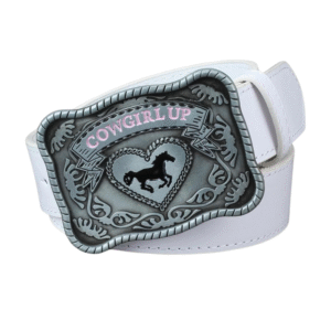Cowgirl up westerngürtel mit pferdeschnalle für frauen - weiße variante 1