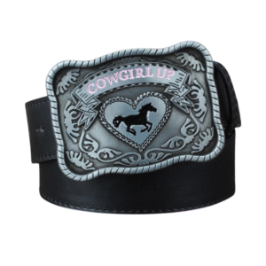 Cowgirl up westerngürtel mit pferdeschnalle für frauen - schwarze variante 1
