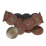 Damen breiter western kreisschnalle gürtel - bronzebräun