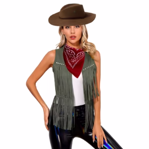 Damen cowboykostümweste mit hut und bandana