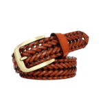 Damen geflochtener leder-westerngürtel mit schnalle - braun