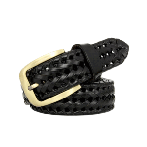 Damen geflochtener leder-westerngürtel mit schnalle - schwarz