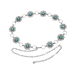 Damen silber western kettengürtel mit türkis akzenten - blume