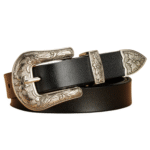 Damen vintage western gürtel mit blumengravierter schnalle