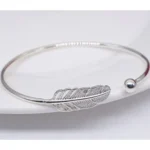 Damen western 925 sterling silber feder manschettenarmband