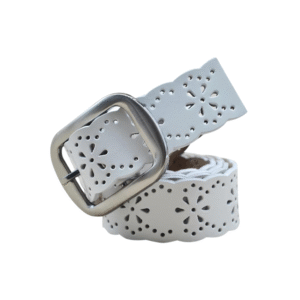 Damen western ausgestanzter rindsleder gürtel - weiß