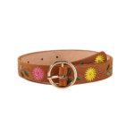 Damen western bestickter ledergürtel - gelb 105cm