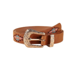 Damen western bestickter ledergürtel - gelb 105cm