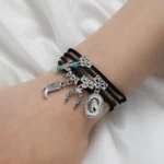 Damen western-charme-armband mit cowboy-symbolen - schwarz