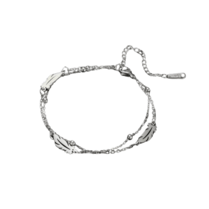 Damen western feder charme-armband aus edelstahl - perlenkette-s