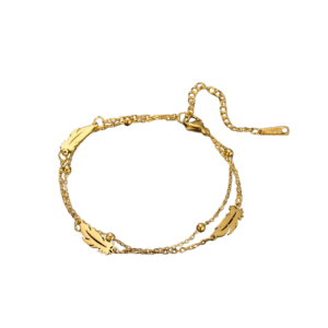Damen western feder charme-armband aus edelstahl - perlenkette-g