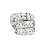 Damen western glitzer gürtel mit strasssteinen besetzt - silberfarben