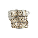 Damen western glitzer gürtel mit strasssteinen besetzt - golden1