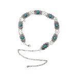 Damen western ketten gürtel mit türkis akzenten - silber 105cm